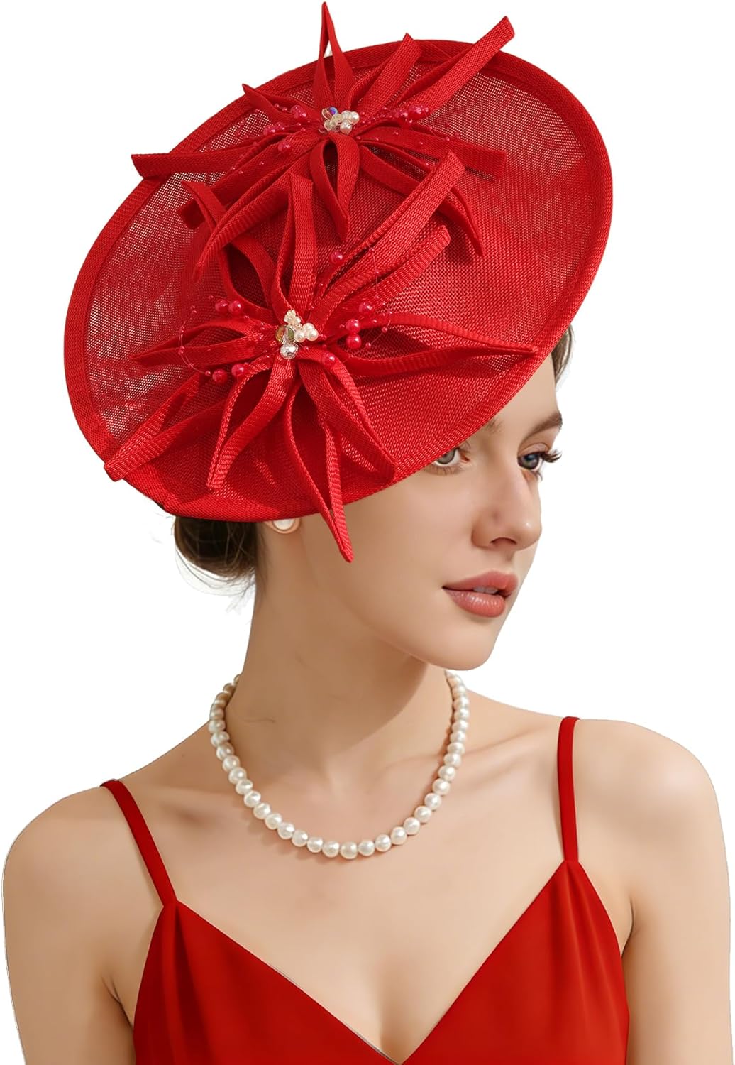 Unpifolov Fascinators Hats Elegant Women Flower Mesh Feathers Wedding Cocktail Bride Headband for Derby Hat Tea Party