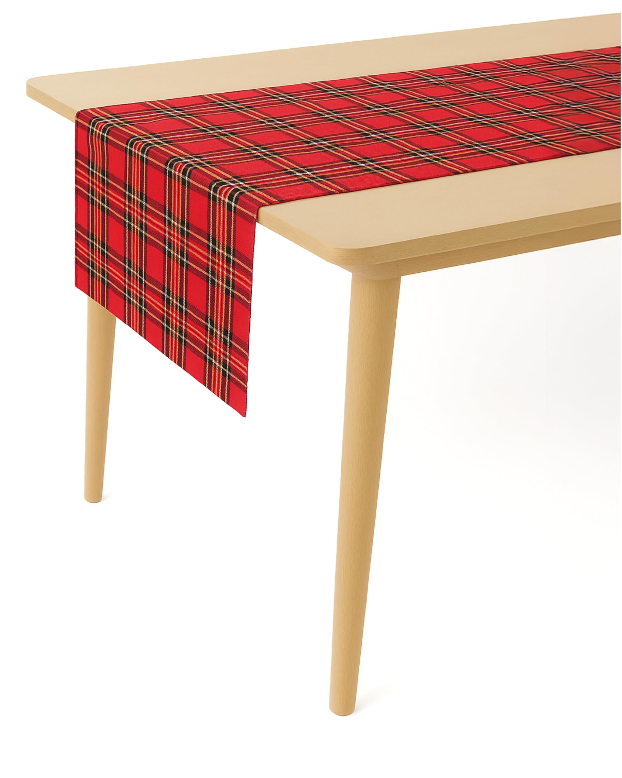 Texpot Red Table Runner 40 X 120 Cm In Tartan Cheque 100% Polyester