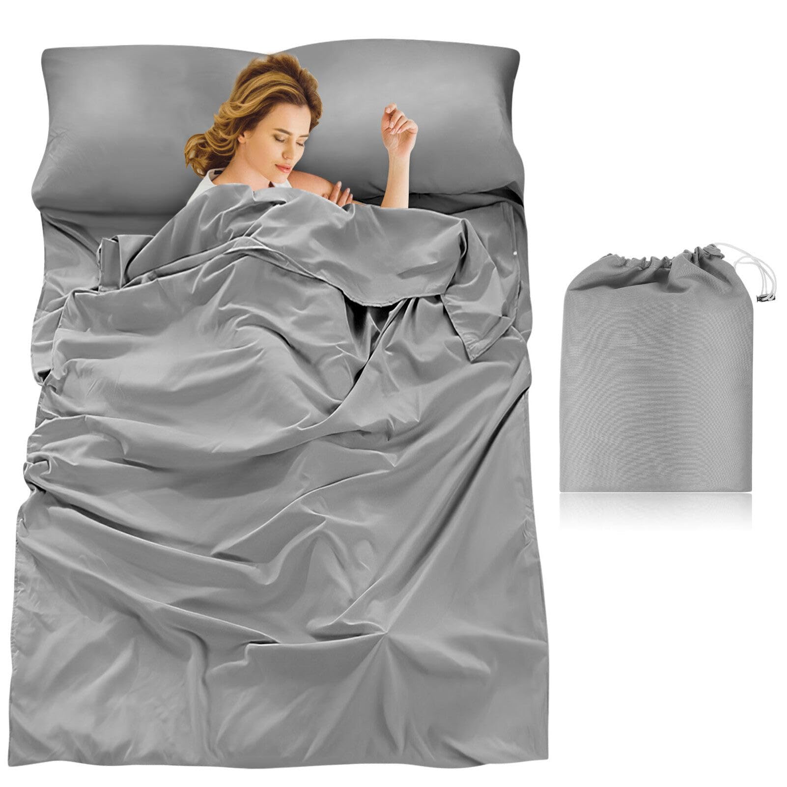 Milisten Travel Sleep Sack for Hotels Lightweight Portable Sleeping Bag Liner for Backpacking Camping Hiking and Traveling Essentials Stylish Grey Design