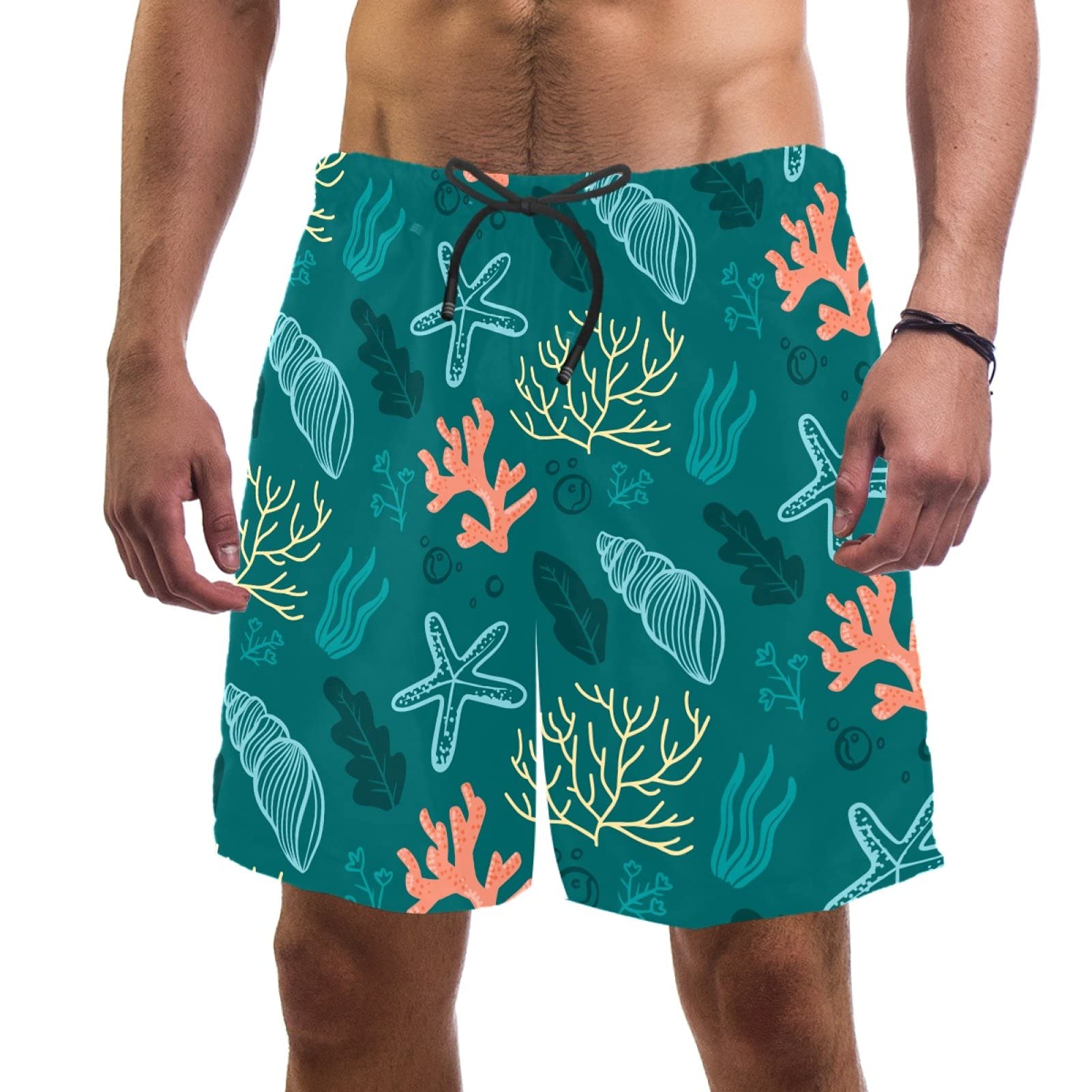 Short de bain vert foncé doublure en maille pour éviter les irritations à la plage - 6