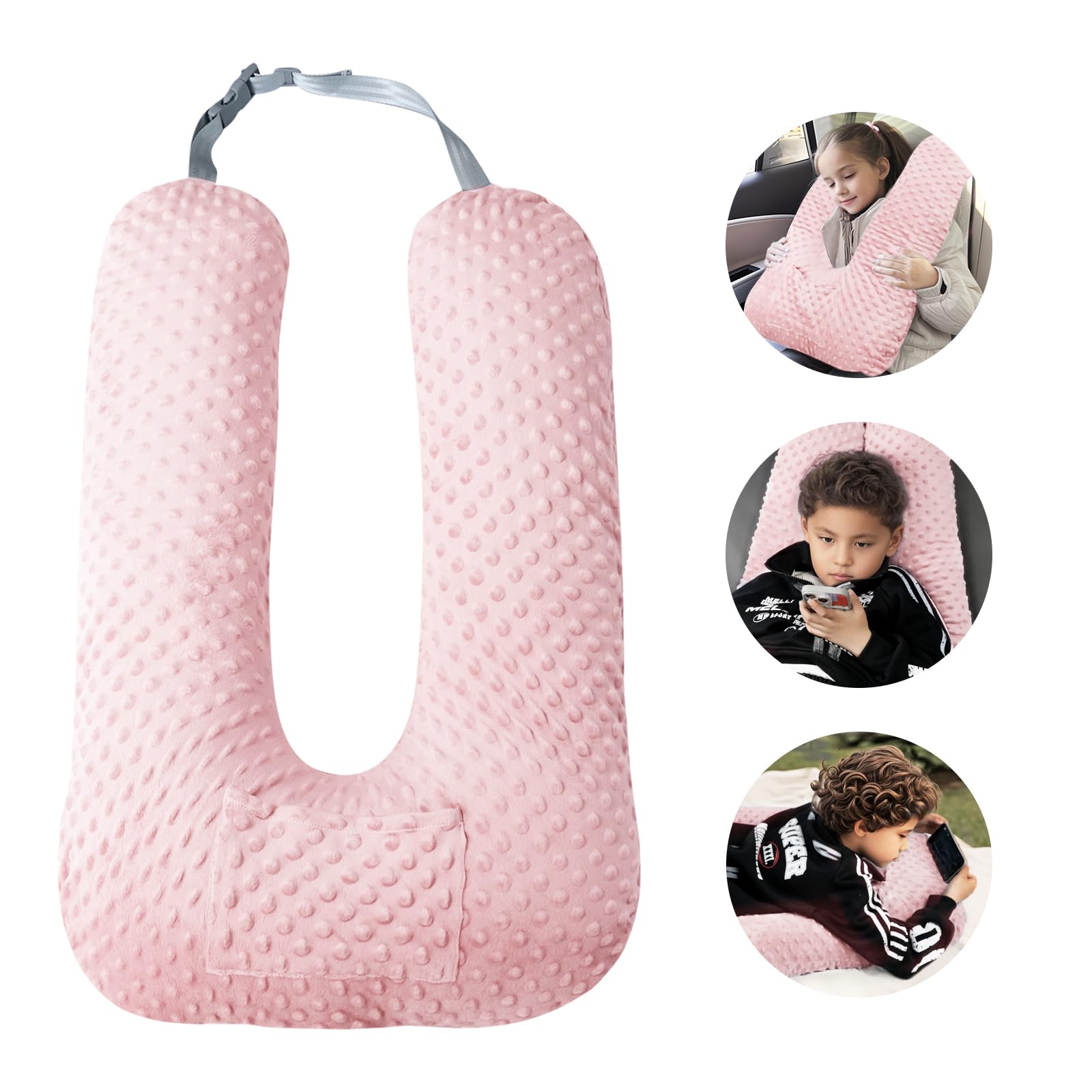 Cococu Car Seat Pillow and Travel Body Pillow,Neck Pillow for Kids and Adults,Removable and Washable Car Headrest Pillow,Road Trip Essentials