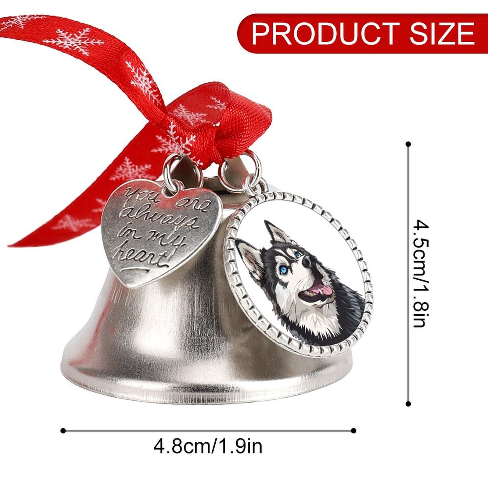 Siberian Husky Dog Funny Christmas Bell Ornament Cute Xmas Tree Hanging Pendant Decoration for Holidays Party