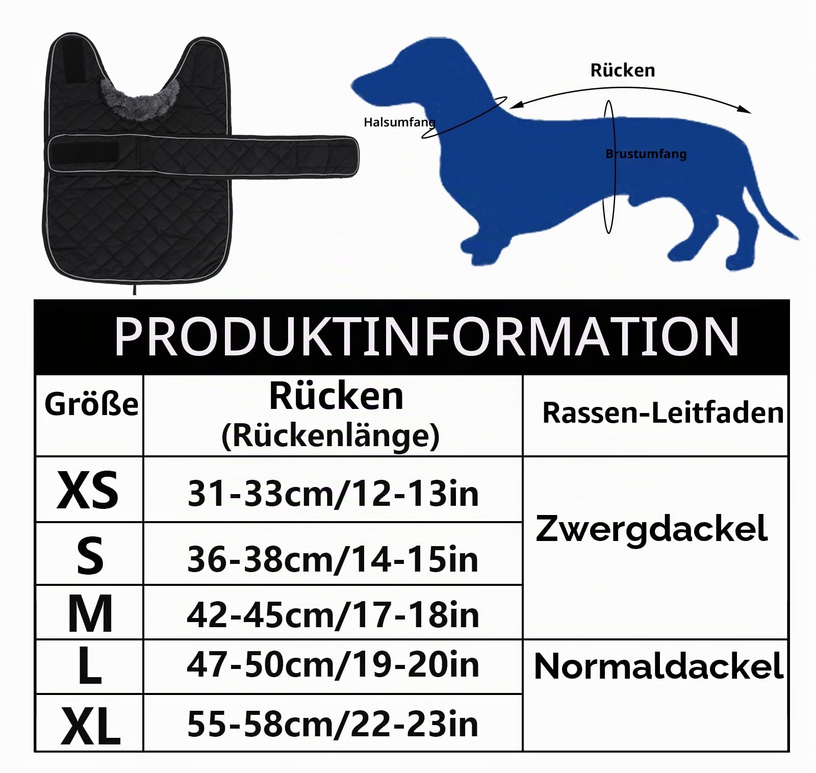 Geyecete - Warmer wintermantel für dackel Hunde,Hunde Winterjacken mit plüschfutter,Outdoor jacken mit verstellbaren gürtel und Kabelbaumloch,für mittelgroße und Kleiner dackel-Schwarz-M