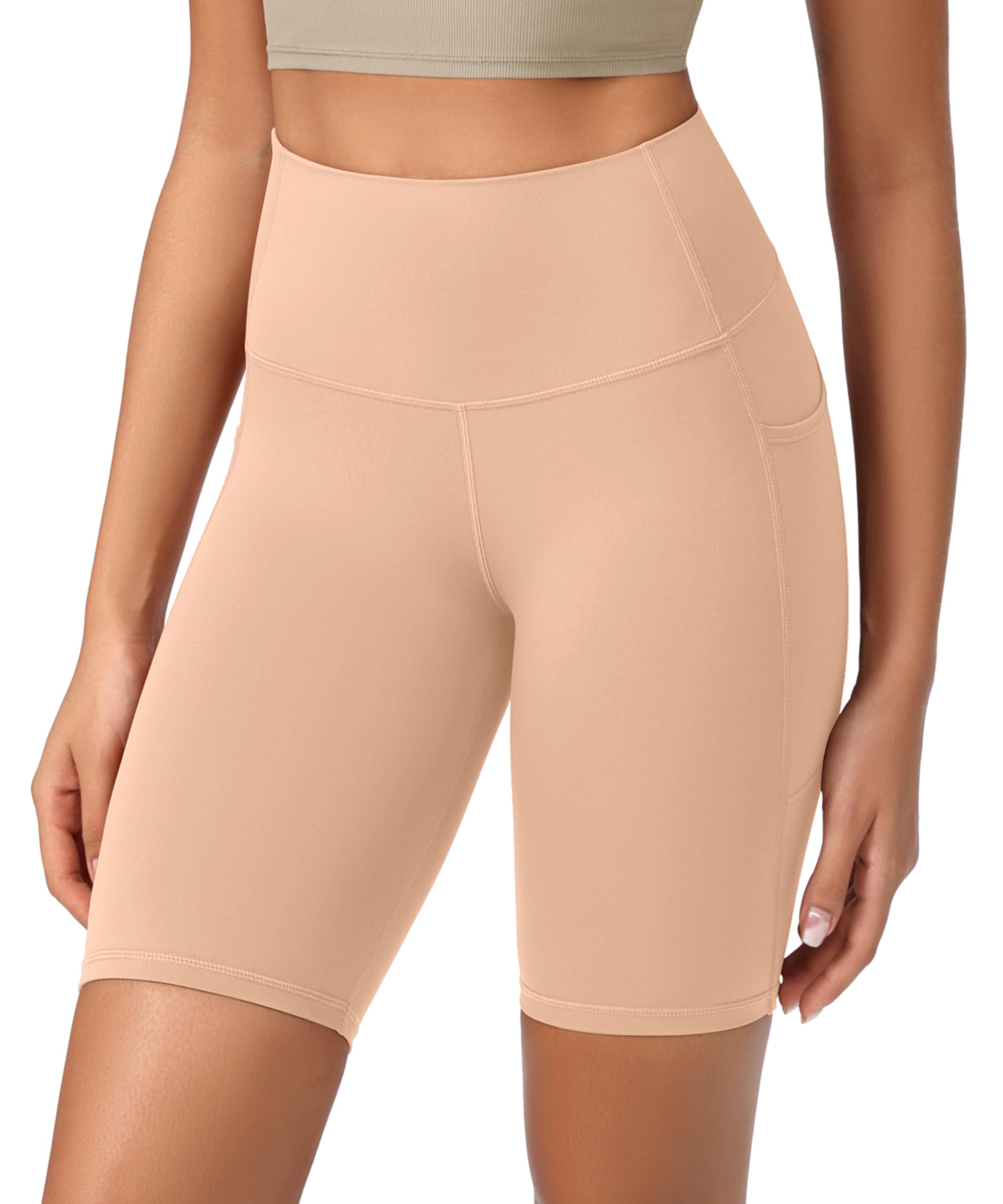 ODODOS Women's High Waist Lounge Yoga Shorts with Pockets, 4"/6"/8"/10" Buttery Soft Biker Shorts