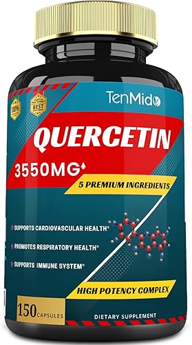 Cápsulas de quercetina de 3550 mg, suministro de 5 meses y berberina, ortiga picante, cúrcuma, pimienta negra, 150 cápsulas
