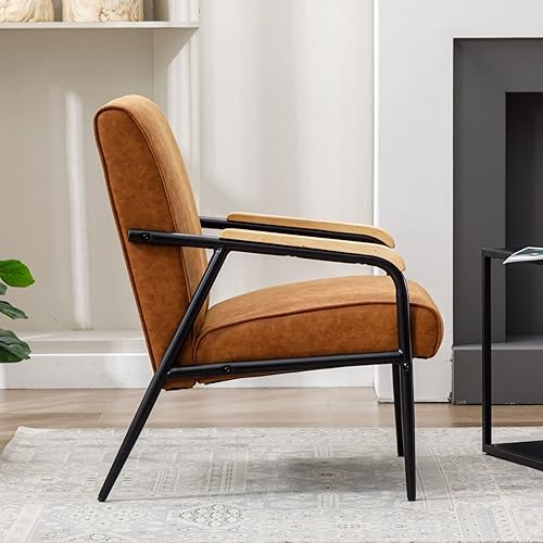 Miniatura 8 de LukeAlon Juego de 2 sillas decorativas de lino de mediados de siglo, tapizadas de 17 pulgadas de altura de asiento, sillas de sala de estar con