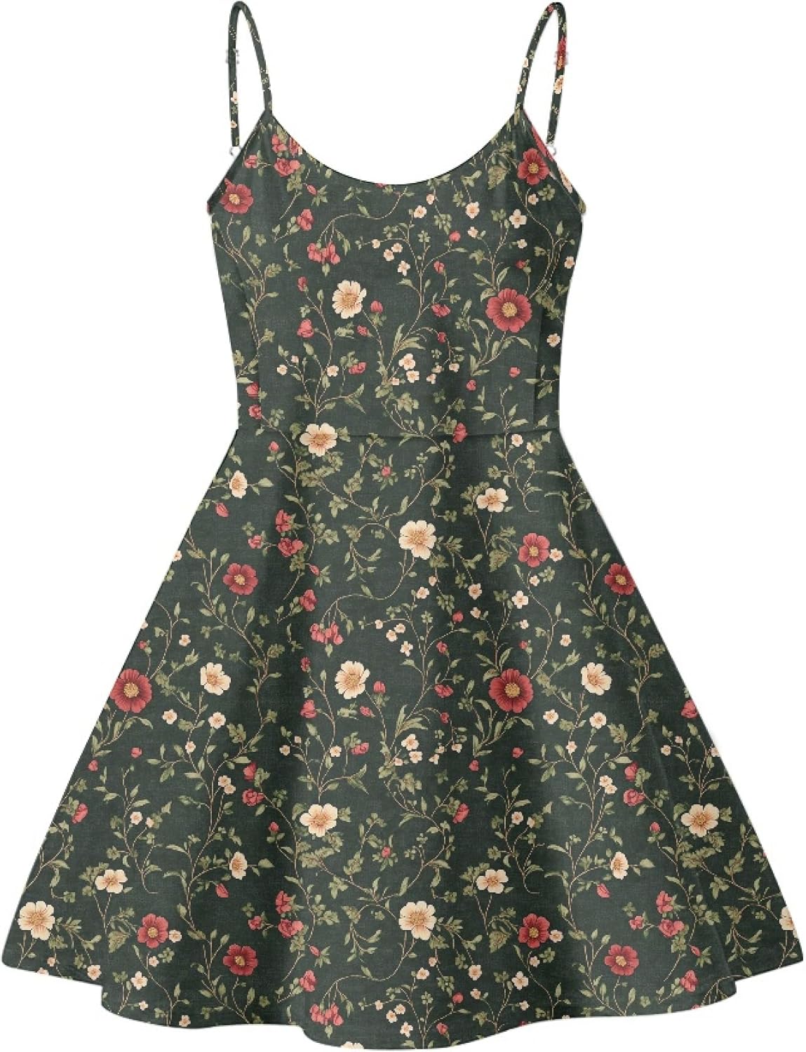 Womens Sundresses Spaghetti Strap Floral A Line Empire Waist Summer Fashion Hawaiian Cute Boho Casual Mini Dress - Image 4