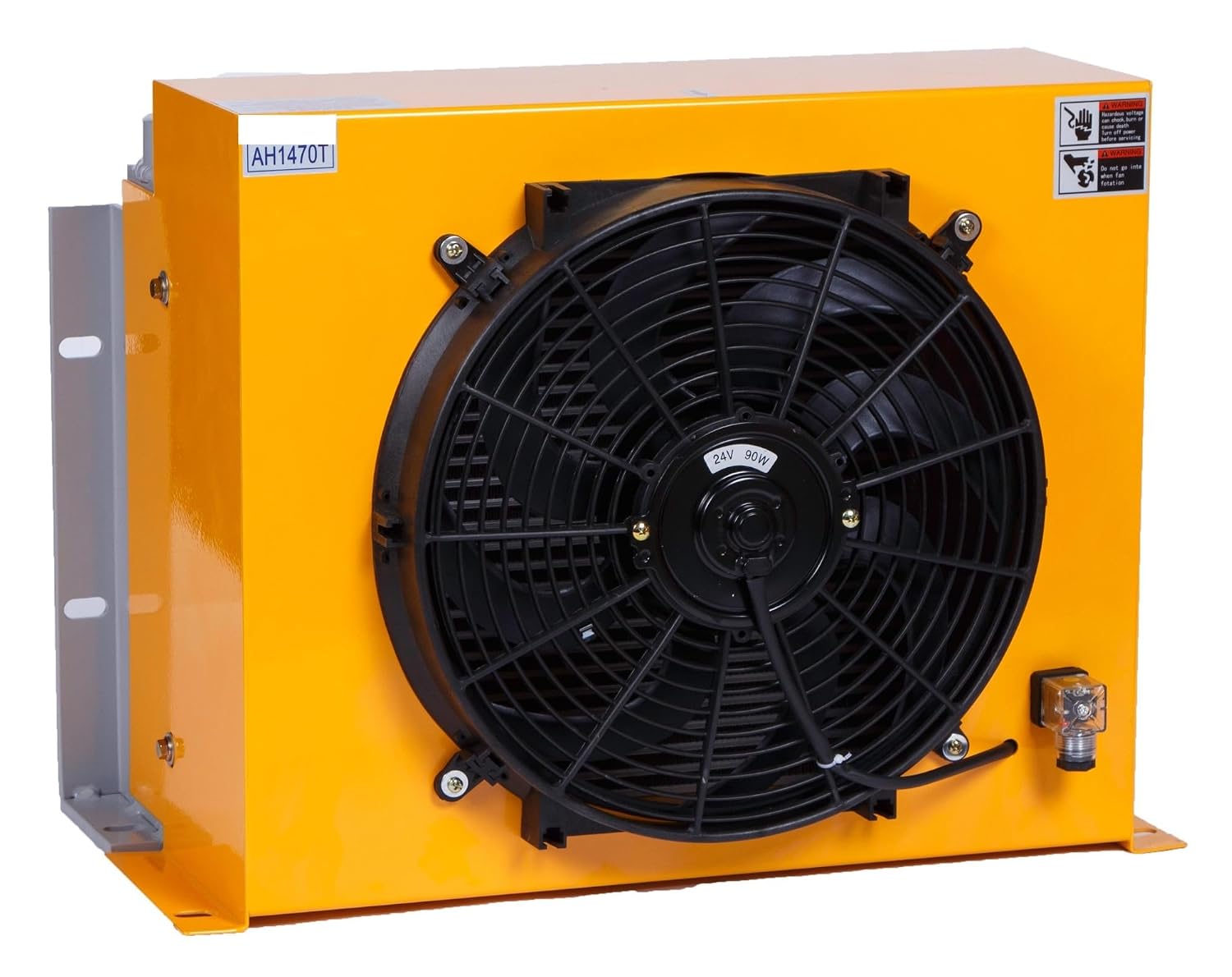 AH1470T Aluminum Plate Heat Exchanger 200L/min Hydraulic Oil Radiator Air Oil Cooler with Fan Industrial Efficient Shock Absorption(DC12)