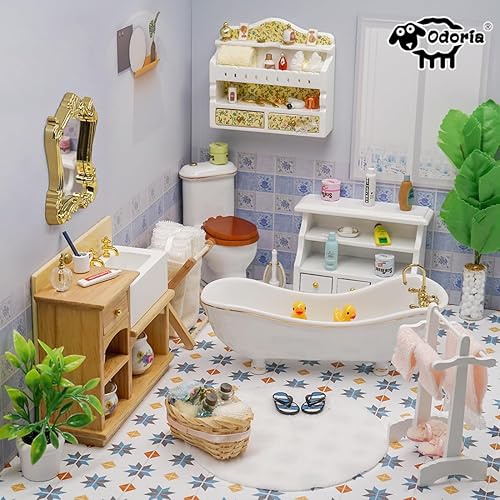 Miniatura 8 de Odoria 1/12 Miniatura Lavadora Secadora Accesorios de Decoración de Casa de Muñecas