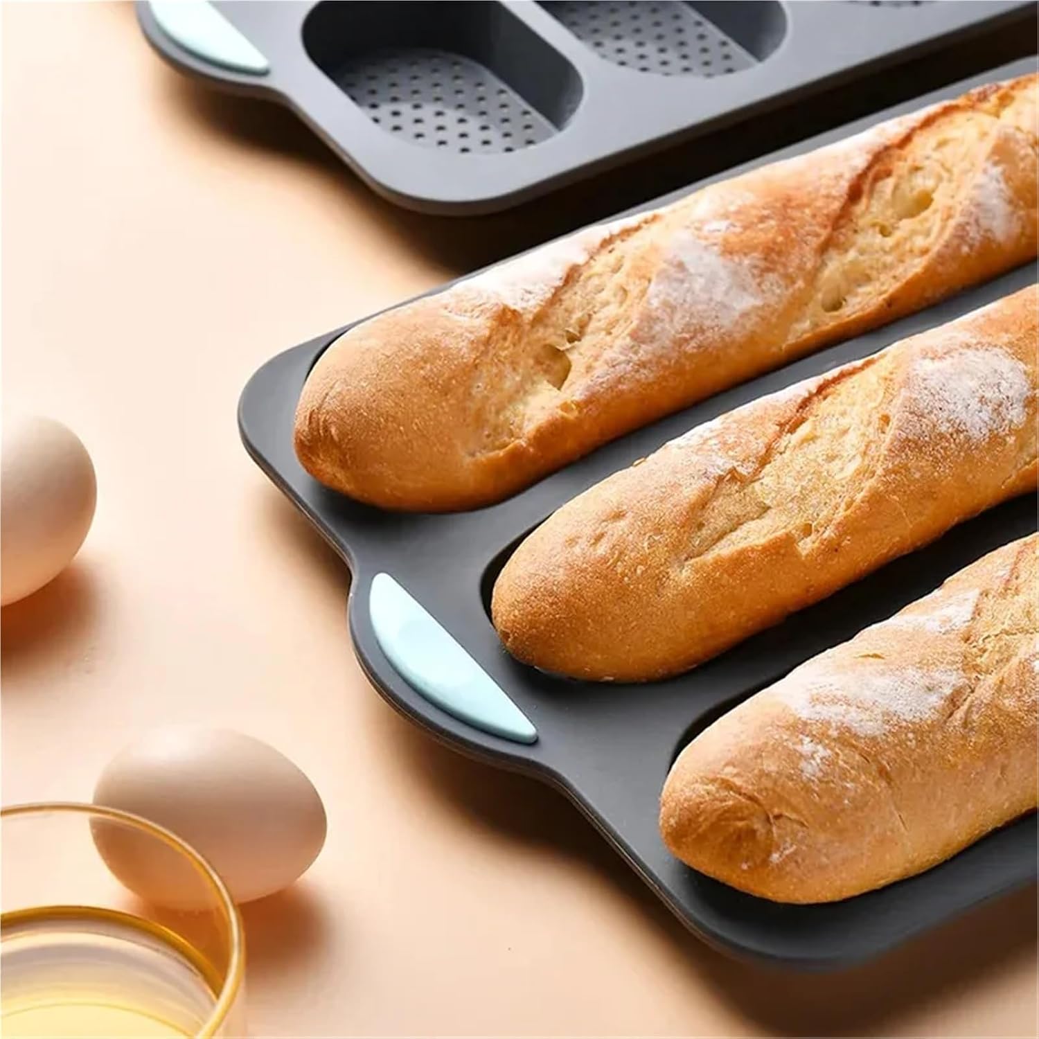 Restaurant-Grade Silicone Baguette Baking Tray Anti-Scalding Non-Stick Oven Baking Mold Kitchen Accessories(2Pcs Grey Mix)