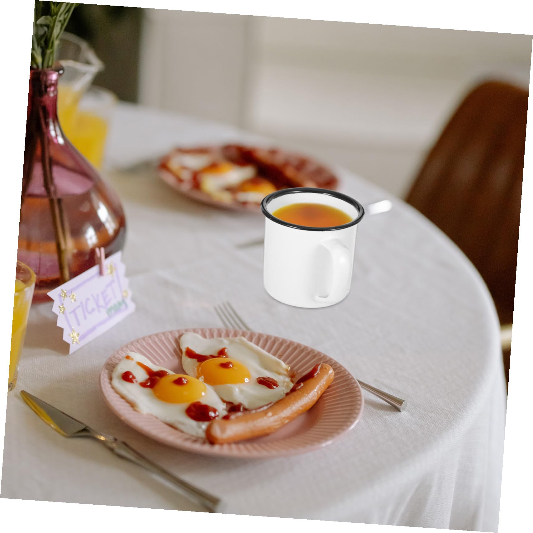 Toyvian Emaillebecher im Vintage Stil 4 Stück Wassertassen aus Emaille Praktisch und Leicht zu Reinigen für Familien und Cafés