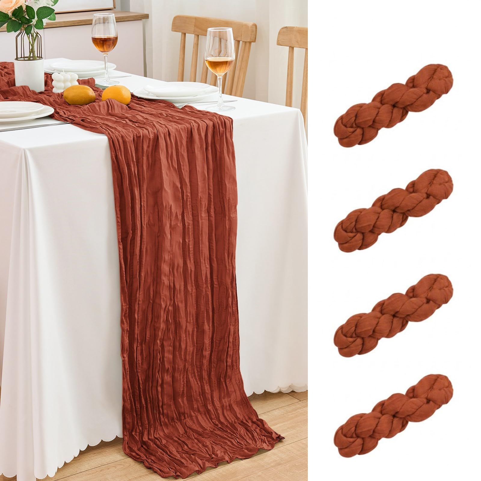 Photo 1 of RAINISH Terracotta Cheesecloth Table Runner - 18 Pack, 21.5x120 Inch