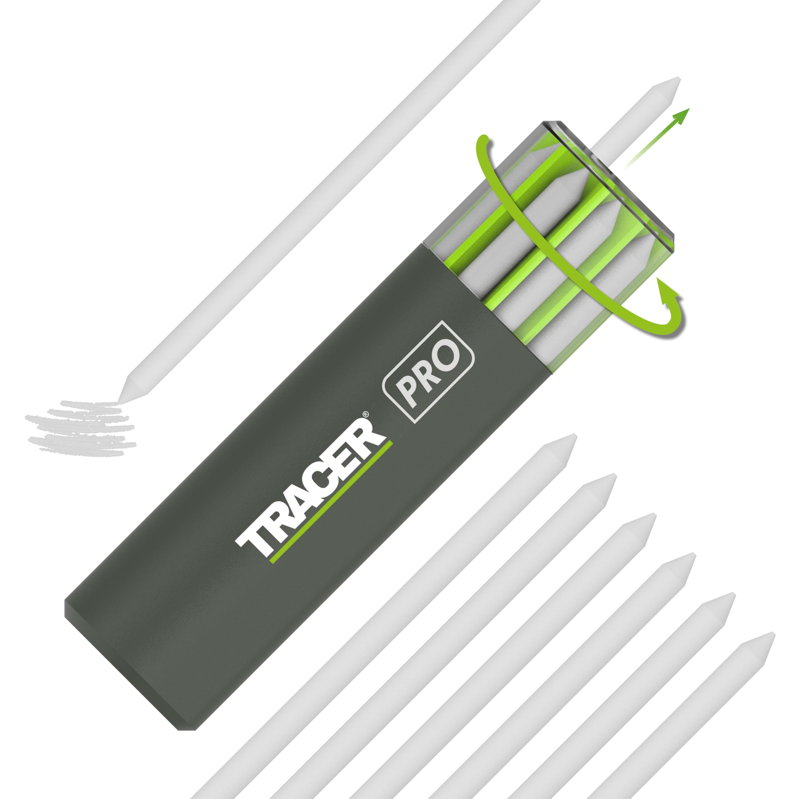 Tracer 5.2mm Soapstone Replacement Leads x 6 for use with the Tough Pencil. Pencil Lead pack and Storage Case