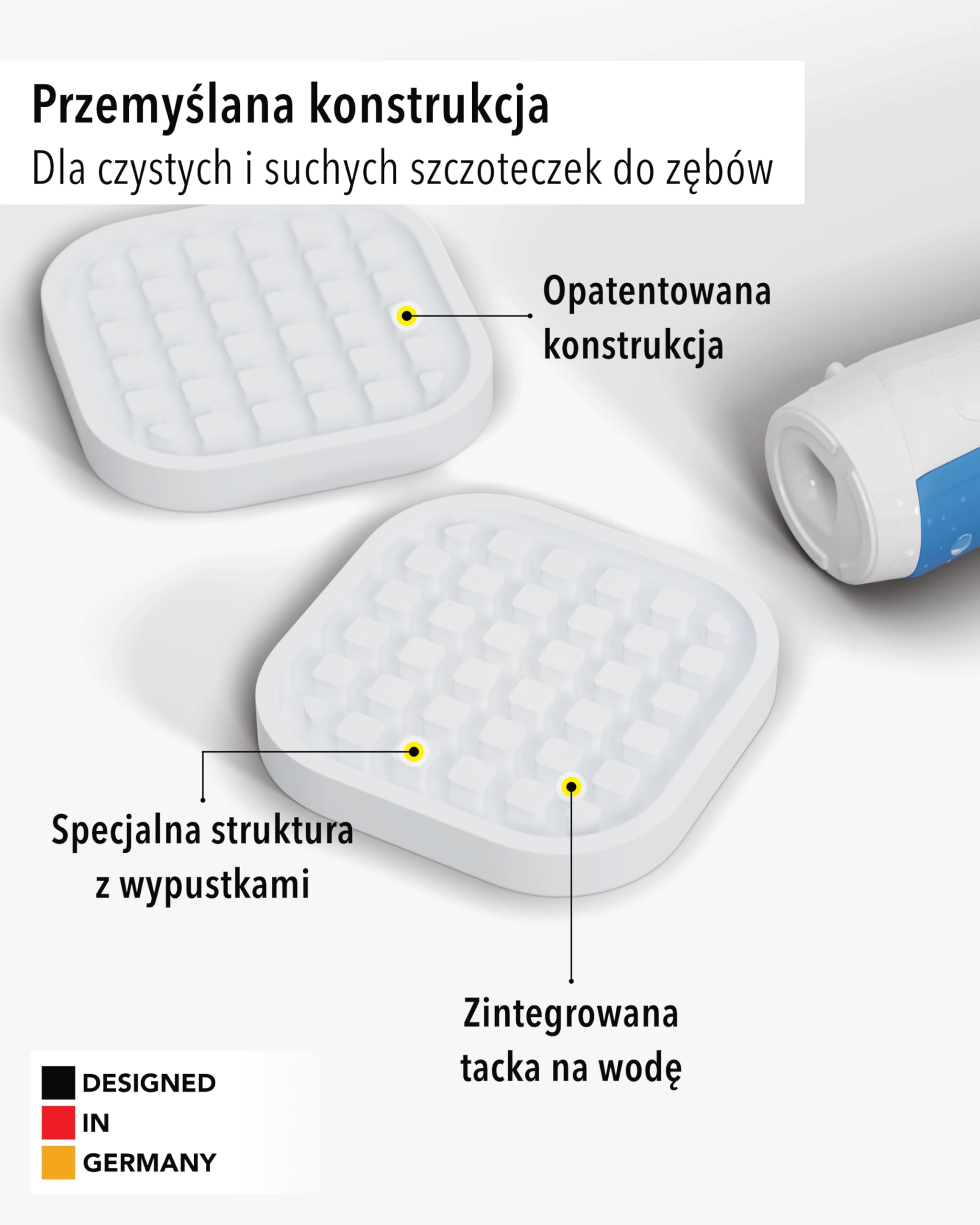 Qikfresh - Zestaw 2 kompaktowych podstawek na szczoteczki elektryczne - Pasuje do wszystkich modeli - Silikon spożywczy (Biały)