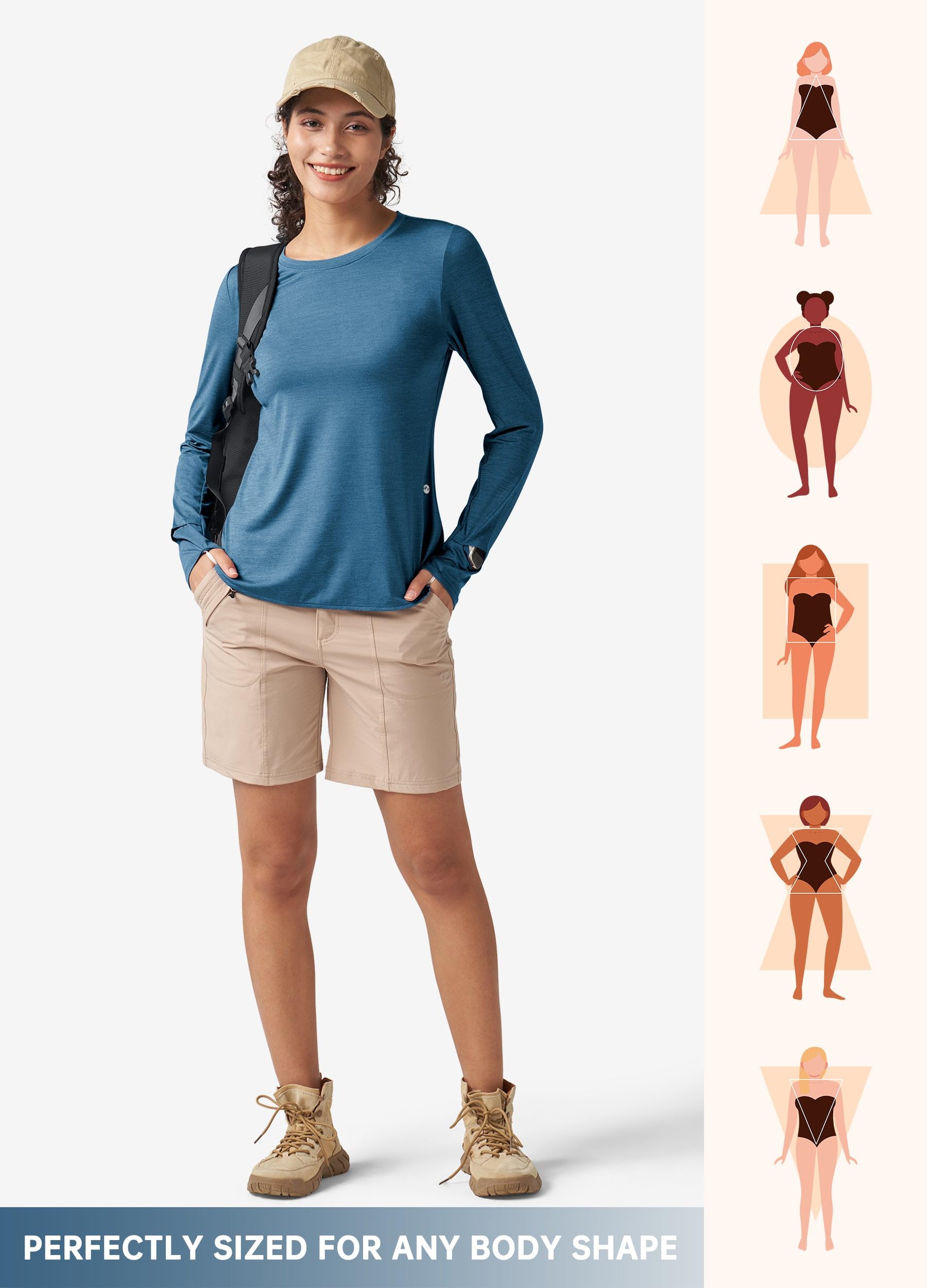 Willit Top da donna a maniche lunghe per allenamento, corsa, atletica, ad asciugatura rapida, leggera, per yoga, palestra, UPF 50+