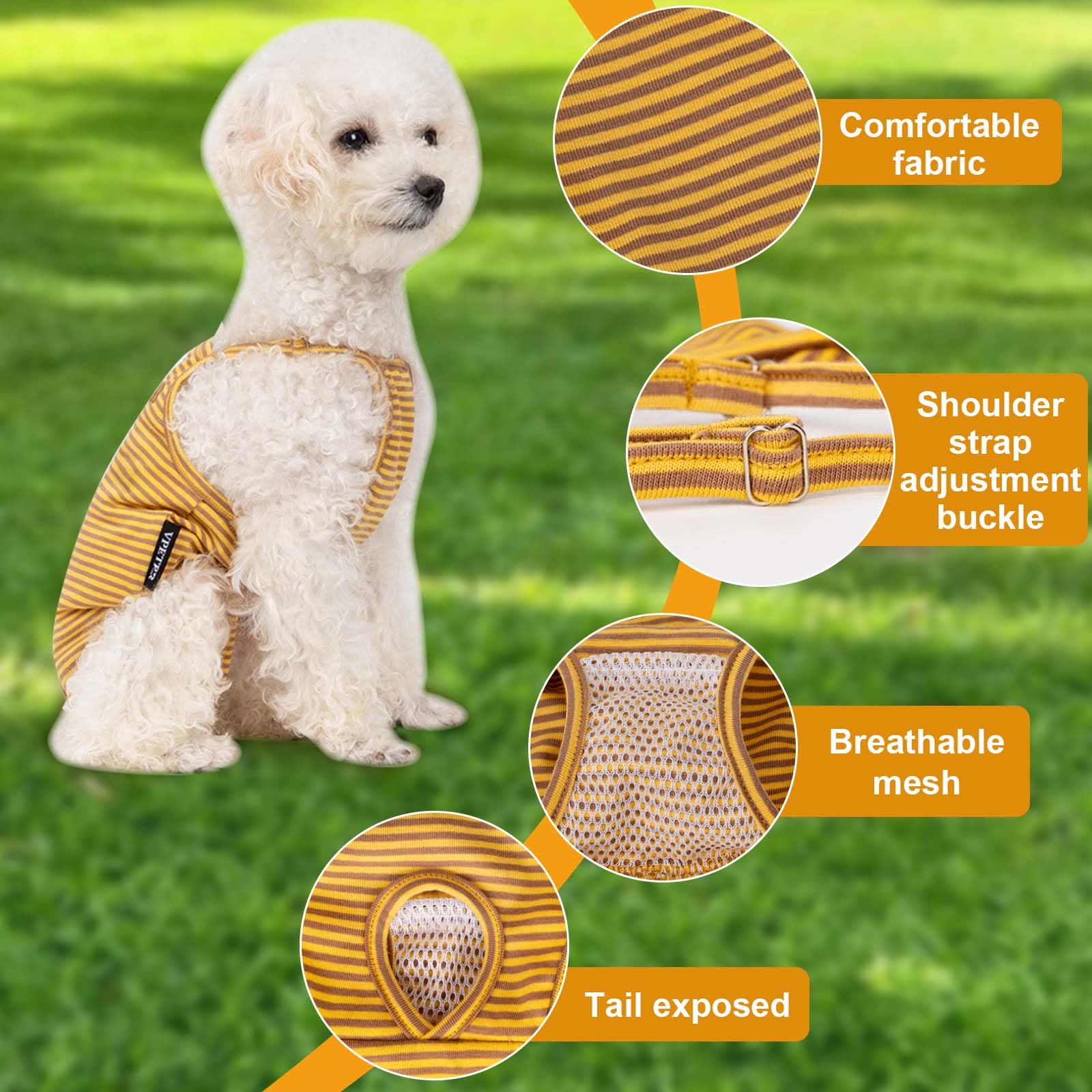 Dog Period Pants Reusable Washable Sanitary Nappies for Female Dogs with Adjustable Suspender Anti-Mating Safety Shorts Dog Diapers for Puppies, Female Dogs (Gray M) - Image 3