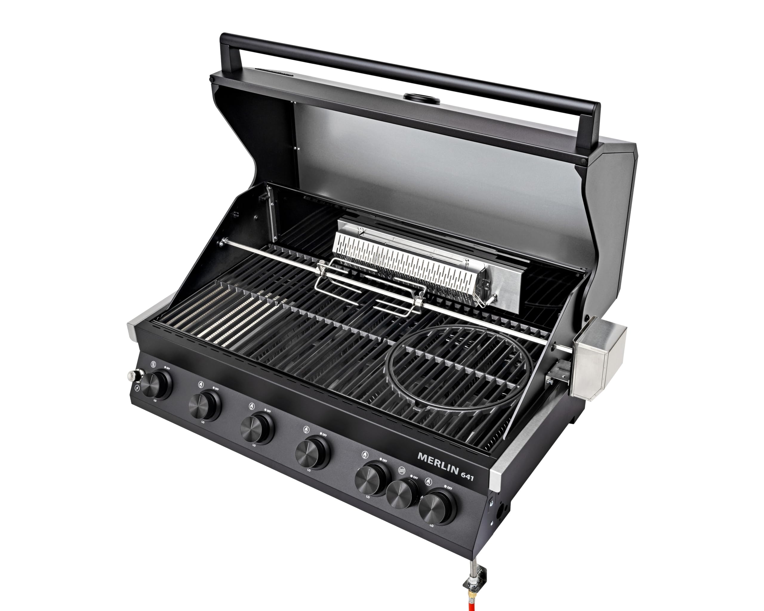 Merlin 641 Built-In, Einbaugrill (Farbe: schwarz-matt), 6 Brenner, Gussrost