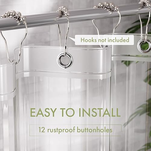 Miniatura 5 de AmazerBath Forro de cortina de ducha, forro de ducha de plástico esmerilado de 72 x 72 pulgadas + forro de cortina de ducha transparente de 72 x 72