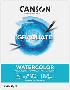 Canson Graduate Watercolor Pad, Foldover, 11x14 inch, 20 Sheets | Artist Paper for Adults and Students - Painting, Gouache, Mixed Media and Ink