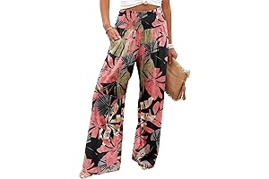 Floral Print Shirred Waist Pants