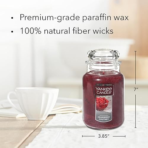 Miniatura 3 de Yankee Candle Vela clásica con aroma a arándano Chutney, tarro grande de 22 onzas, con una sola mecha, más de 110 horas de tiempo de combustión