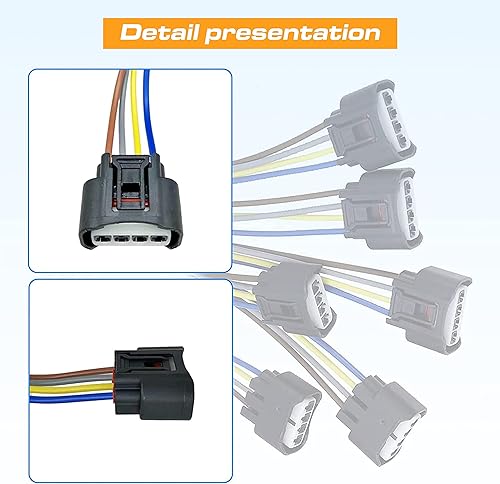 Miniatura 5 de NGHEY Pack-6 Arnés de conector de bobina de encendido, resistente al agua RAV4 arnés de 4 vías 90980-11885 de repuesto para Toyota Lexus Camry