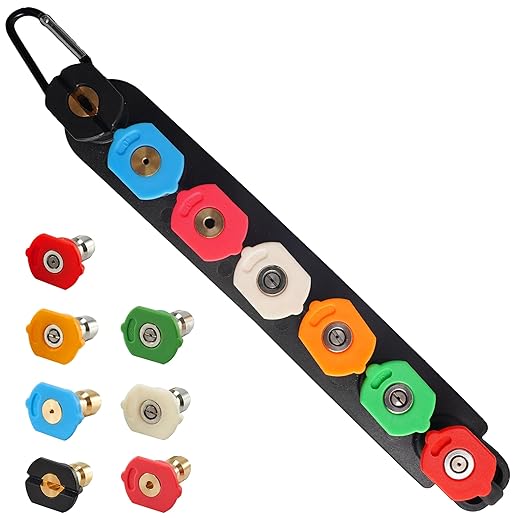 Hourleey Pressure Washer Tips, Pressure Washer Nozzle Tip with Holder, 7 Nozzle Tips, 1/4 Inch Quick Connect, 4000 PSI