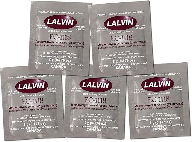 5X Lalvin EC-1118 Champagne Yeast 5g Sachet 18% Homebrew Wine Making 4.5L-23L