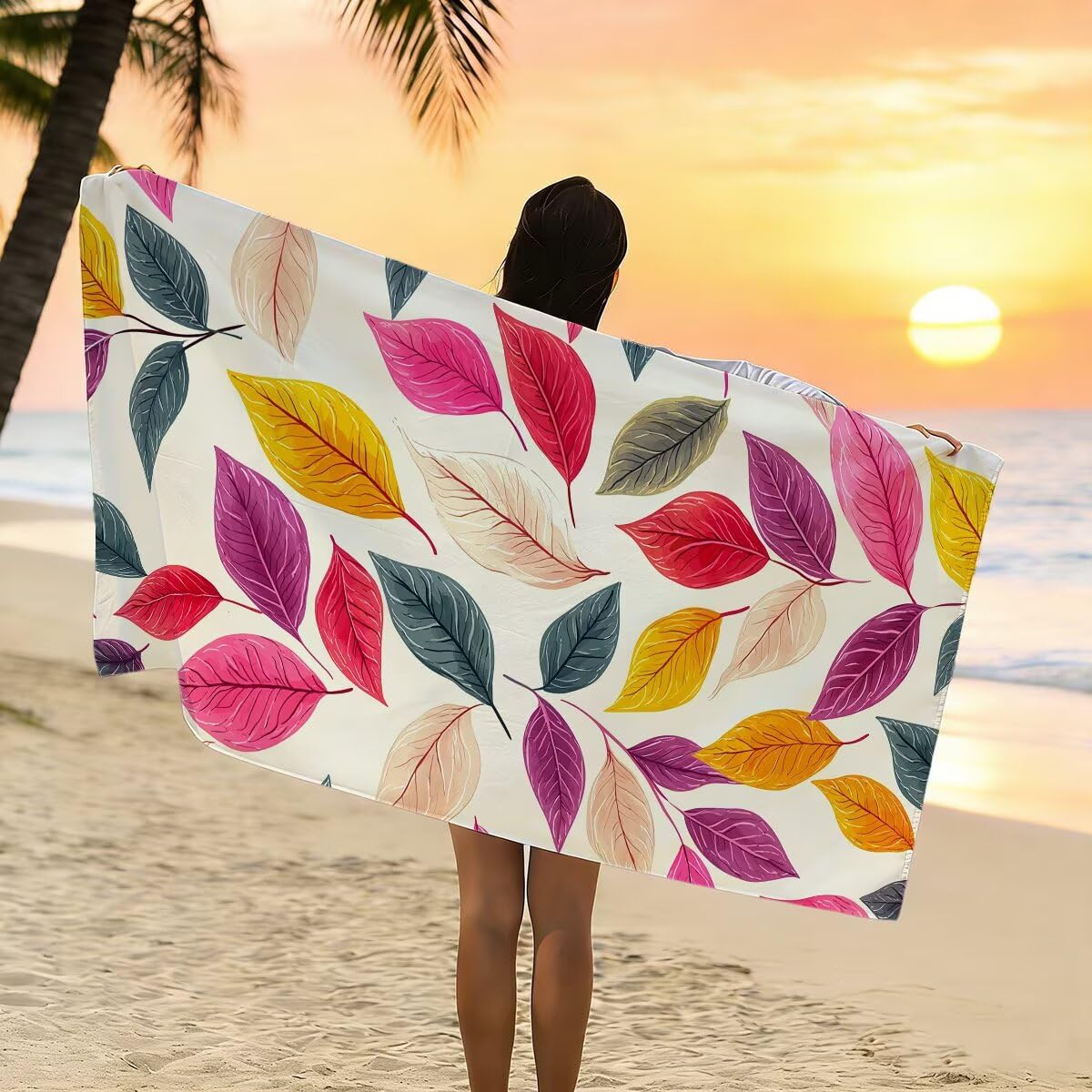 Ręcznik plażowy XXL, 100 x 200 cm, zestaw 2 szt., ręcznik do sauny, ręcznik z mikrofibry, szybkoschnący, sportowy ręcznik do studia fitness, lekki ręcznik kąpielowy, duży ręcznik kąpielowy, bez piasku