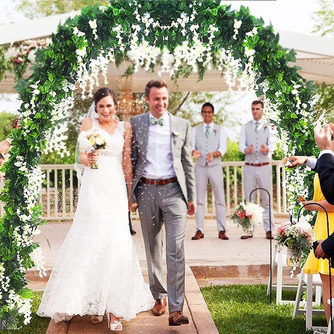 Metal Arch Trellis Garden Arches Durable Garden Arbor for Various Climbing Plant Wedding Arch for Bridal Party Decoration Steel Garden Trellis Wedding Ceremony 7.5ft x 4.6ft 7.2ft x 5.2ft