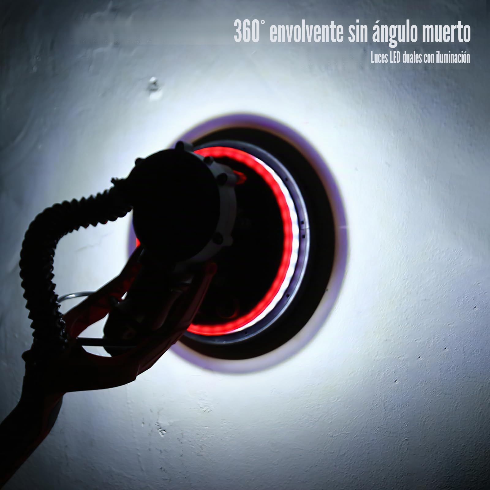 Lijadora Jirafa con Aspirador 800W, Lijadora Pared y Techo, Disco de lijado Ø225 mm, 6 Velocidades Regulables Luz LED, Mango Telescópico,Lijadora Electrica para Placas de Yeso y Obra Seca (Rojo)