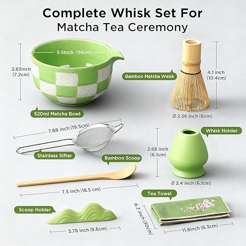 Miniatura 3 de Juego de batidor de matcha, caja de regalo, juego de matcha con batidor y cuenco, kit de 7 piezas de matcha incluye cuenco de matcha, batidor y
