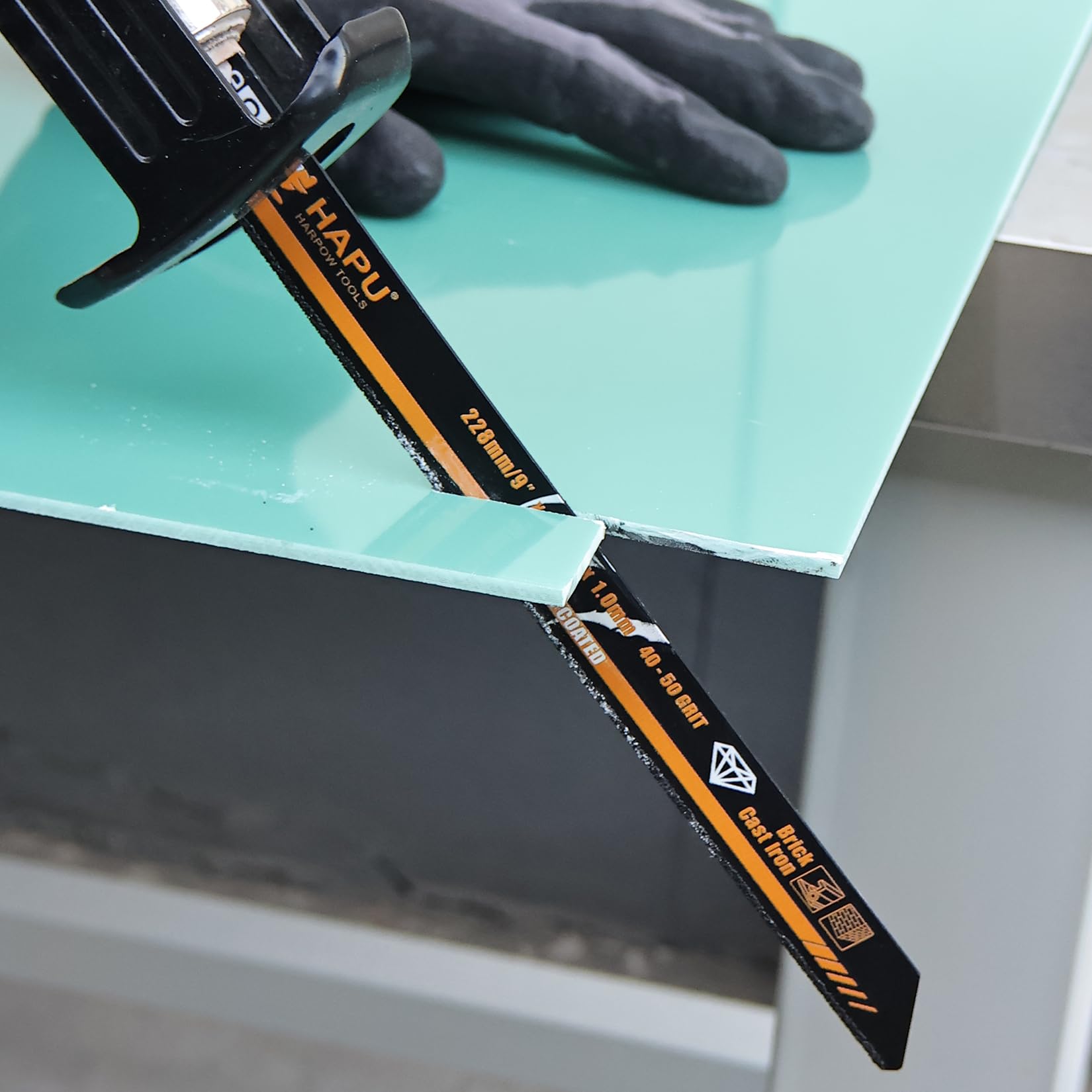 HAPU HARPOW TOOLS Brzeszczoty do piły szablastej ziarnistej 40-50 do żeliwa, muru, włókna cementowego i włókna szklanego, 22,9 cm