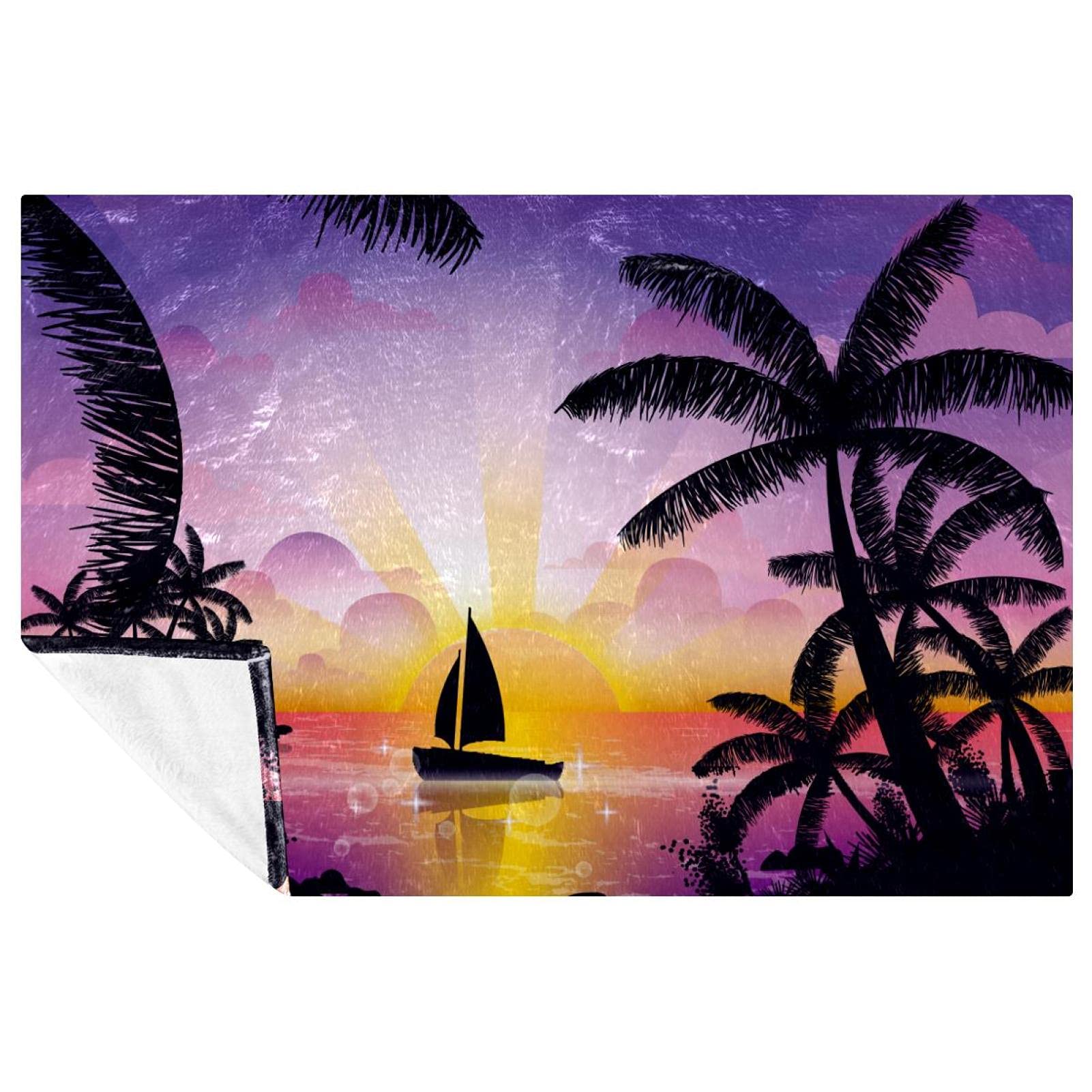 Couverture douce et chaude avec motif playa pour lit et camping 150x100 cm