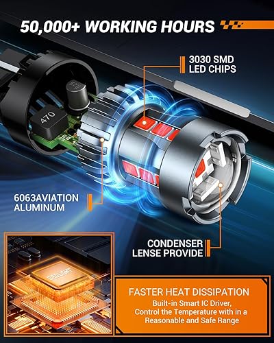 Miniatura 6 de SEALIGHT 7443 7440 Bombilla LED Roja para Luces de Freno, T20 7441 7444 992 W21W Bombilla LED con Proyector para Luces Traseras de Parada, Luces