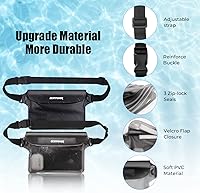 Vista 6 de ECHTPower Paquete de 2 bolsas impermeables, riñonera impermeable, bolsa seca impermeable con correa ajustable para la cintura para playa, natación