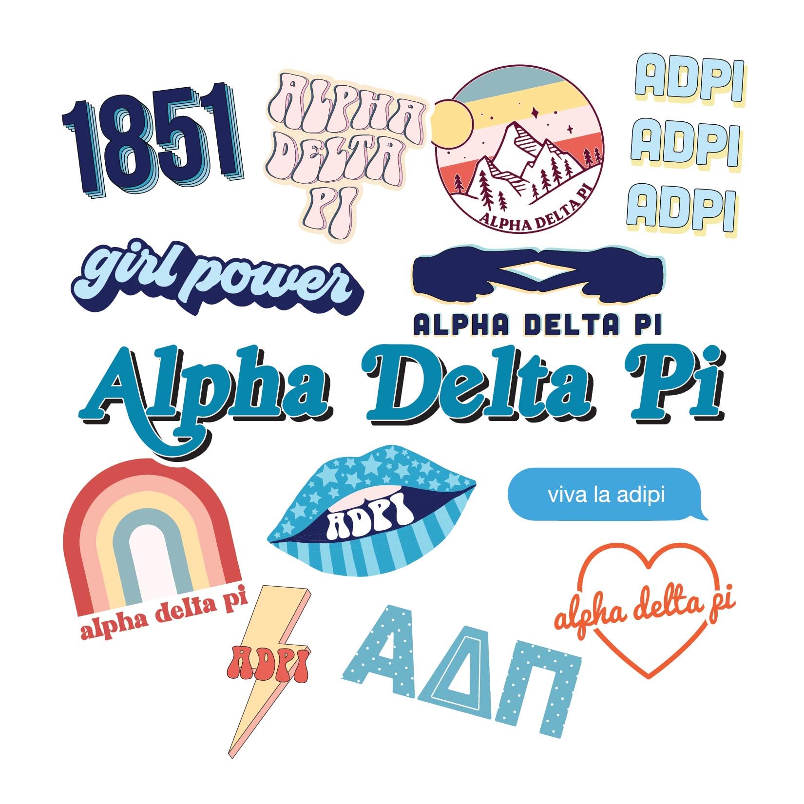 Alpha Delta Pi - Sticker Sheet - Girl Power Rangers Alpha Delta Pi ...