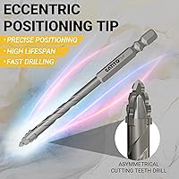 Vista 4 de CATITO Juego de brocas para hormigón multidiente, 10 piezas, broca de mampostería de varios dientes, punta de carburo, broca de vástago hexagonal