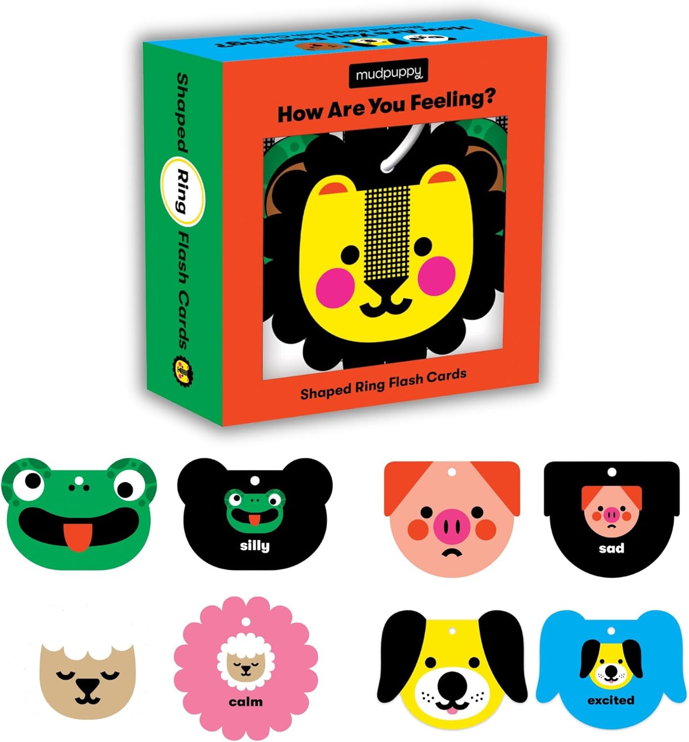 Mudpuppy How Are You Feeling? — Shaped Flashcards 10 Durable Double Sided Animal Emotion Cards And Reclosable Ring With Colorful Art For Ages 1+ Great For Preschool Or Travel For Teachers And Parents