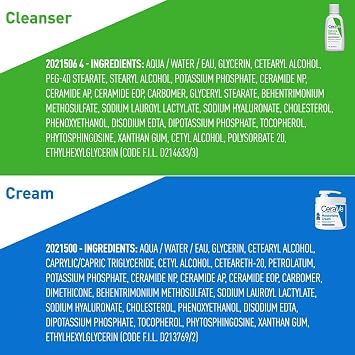 CeraVe Moisturizing Cream & Hydrating Facial Cleanser Skin Care Set, Combo Pack For Dry Skin Relief, Travel Essentials, 1oz Cleanser + 16oz Cream With Pump