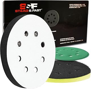 Orbital Sander Foam Pad 5 inch, Foam Sanding Pads for Orbital Sander 2pcs, Interface Pad 8 Holes, Hook and Loop Backing Pad, Soft Sander Cushion Pad, Sponge Buffer by S&F STEAD & FAST