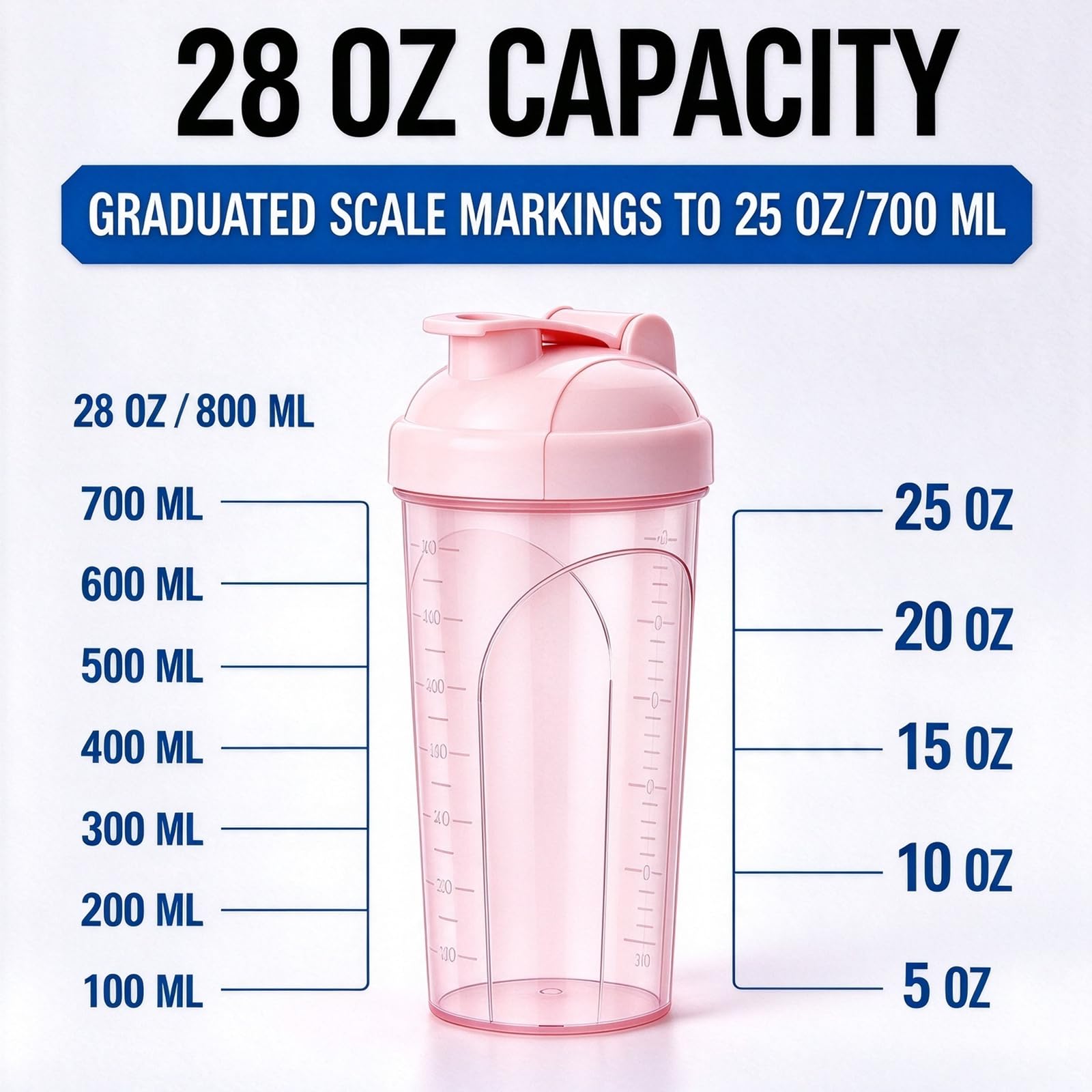 Protein Shaker Bottle 2 Pack 28oz with Mixing Ball Leakproof Gym — Amazon image 4