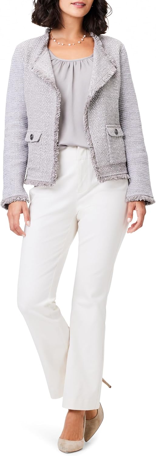 NIC+ZOE Women's Fringe Mix Knit Pocket Jacket