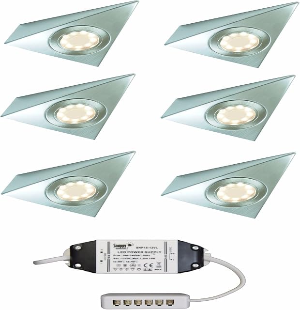 Lighting Innovations 6 X LED Triangle Kitchen Cuisine Under Cabinet Cupboard Light Cool White
