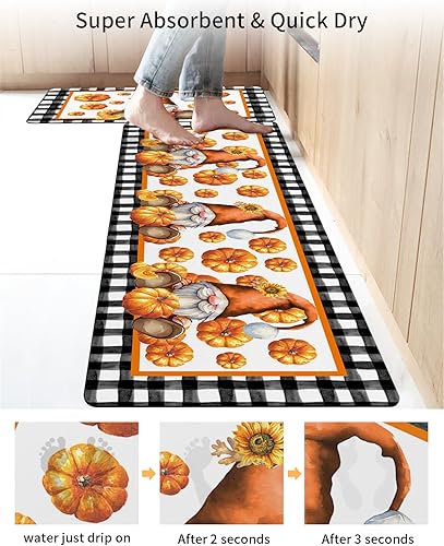 Miniatura 4 de Tapete de baño de gnomos de Acción de Gracias, antideslizante, de secado rápido y absorbente, de tierra de diatomeas, para fregadero de cocina,