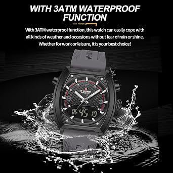 NAVIFORCE Fashion Business Mens Watches,Multifunctional Dual Display Waterproof Wristwatch,Gift Watch for Men