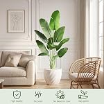 Birds of Paradise Plant Artificial 5 FT Lifelike Silk Artificial Floor Plant Faux Banana Leaf Tree with 10 Trunks Fake Tree Indoor Outdoor for Bedroom Living Room Home Office Decor