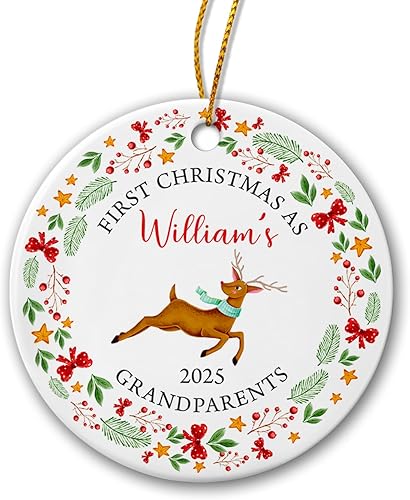 Miniatura 1 de Adorno de reno de primera Navidad como abuelos, adorno de cerámica personalizado para abuelos, primer adorno de abuela y abuelo, regalos de Navidad