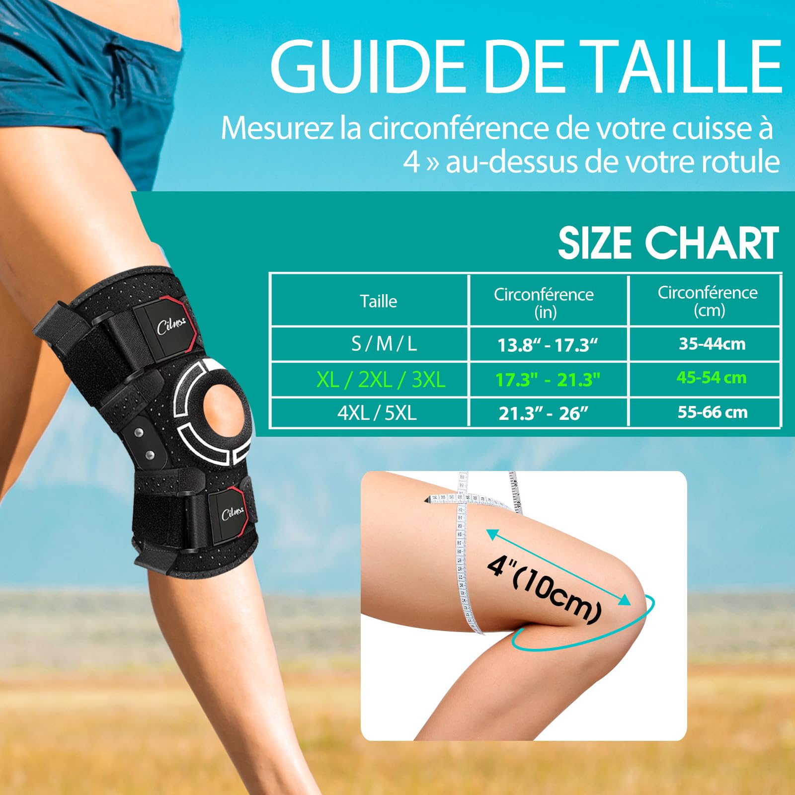 Attelle Genou, Genouillere Arthrose Genou avec Stabilisateurs Latéraux Amovibles, Genouillère pour Soulagement de Douleur, Arthrite - Homme et Femme (M/L/XL)