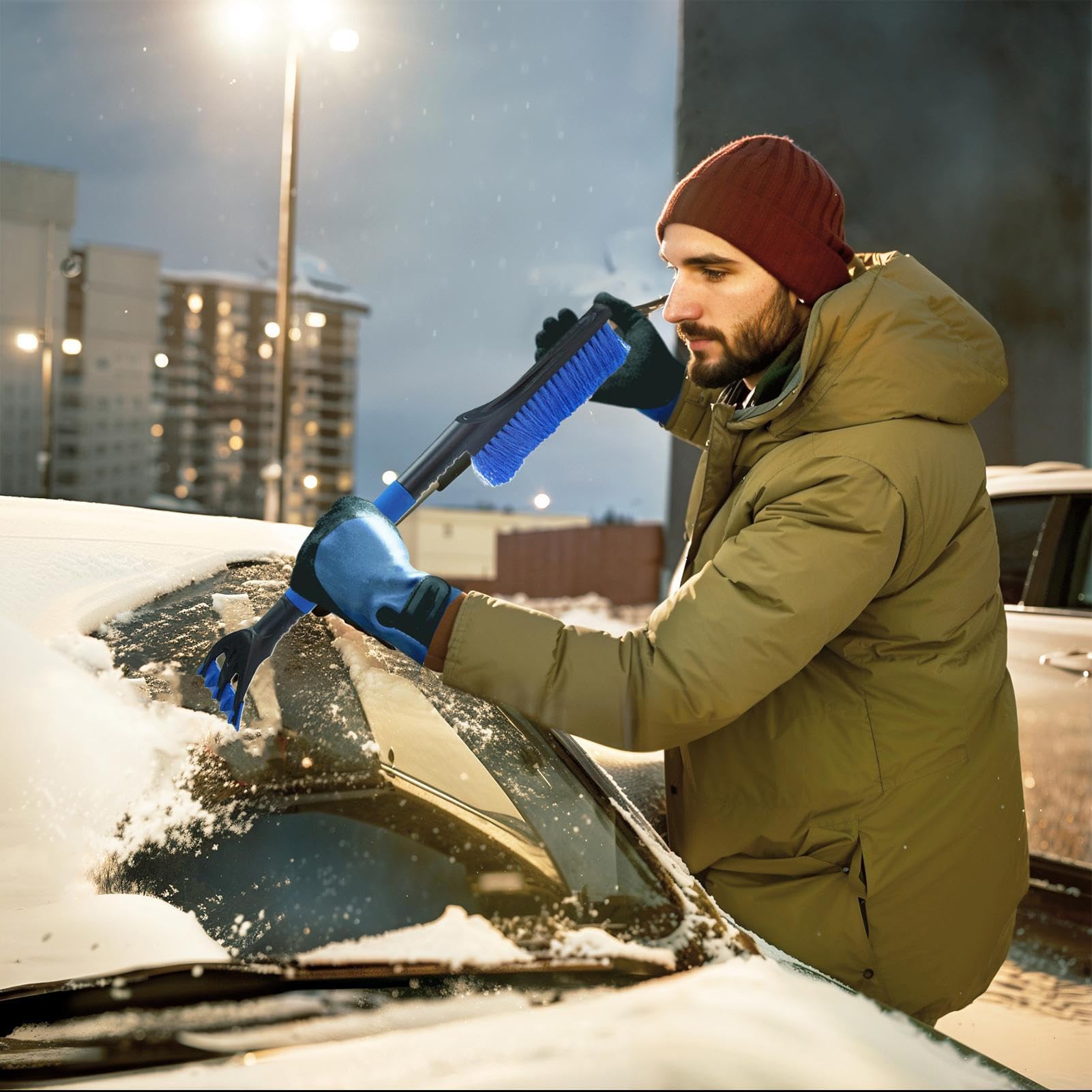 Cepillo Quitanieves con Rascador De Hielo Herramienta Quitanieve, | Raspador De Coche Extensible Con Agarre De Espuma Ergonómico Para Parabrisas, Ventanas, Cam